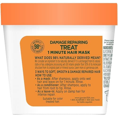 Garnier Fructis Damage Repairing Treat 1 Minute Hair Mask with Papaya Extract for Shine and Scalp Health, 3.4 Fl Oz (Pack of 1) thumbnail 3
