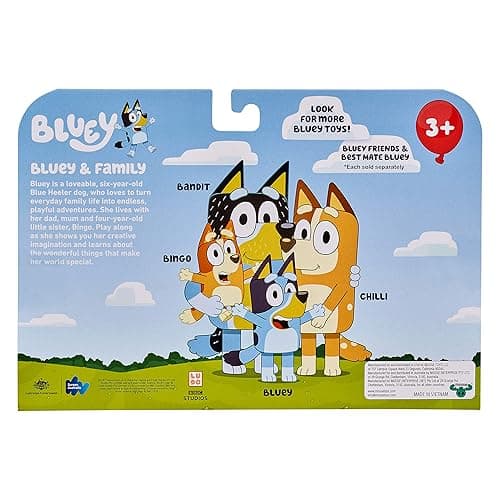 Bluey Family Figure 4-Pack – Includes Bluey, Bingo, Mum (Chilli) & Dad (Bandit), Poseable Collectible Toys for Kids, Durable Cake Toppers, for Toddlers & Fans, Ages 3+ - Family thumbnail 3