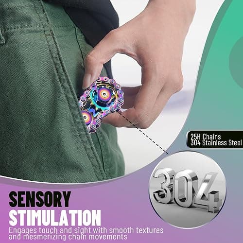Christmas Stocking Stuffers for Teens Boys Metal Fidget Spinner Toys for Adults Figette Bike Chain Roller Cool Gadgets ADHD Anti Anxiety Stress Relief Items Figet Desk Offices EDC Sensory Gift for Men thumbnail 5