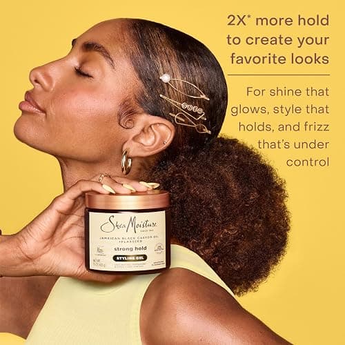 SheaMoisture Strong Hold Styling Gel+Flaxseed Jamaican Black Castor Oil Gives Controlled Style,AllDay Hold,Infused With Castor Seed Oil,SheaButter & Indulgent Scent ParabenFree AntiFrizz Hair Gel 15oz thumbnail 3