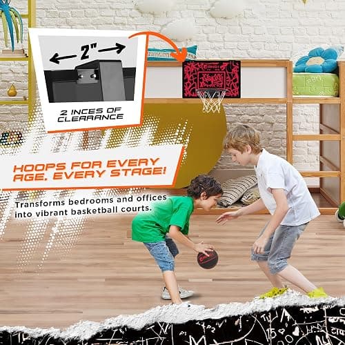 AND1 Over the Door Mini Basketball Hoop: 18x12 Shatterproof Backboard, 2 Mini Basketballs, and Hand Pump Included- Ultimate Indoor Basketball Accessory for Kids and Adults, No Tools Required thumbnail 6