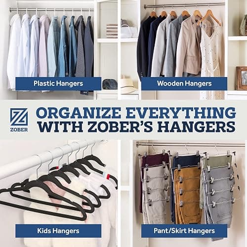 Zober Velvet Hangers 50 Pack - Ivory for Coats, Pants & Dress Clothes - Non Slip w/ 360 Degree Swivel, Holds up to 10 lbs - Strong Felt Hangers for Clothing thumbnail 8