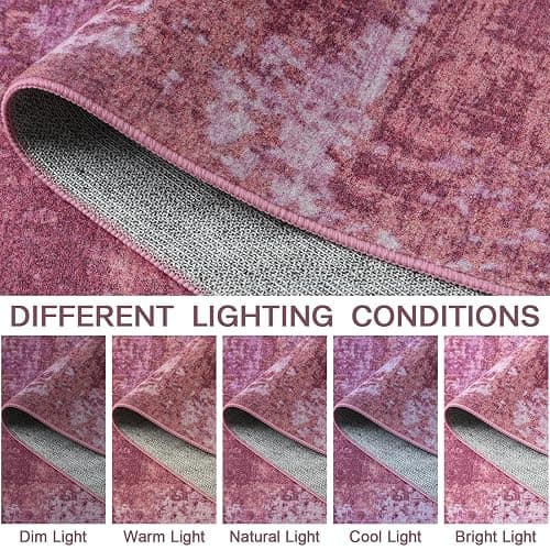 Merelax 6x9 Pink Area Rug for Living Room, Large Washable Boho Abstract Bedroom Rugs, Modern Non Silp Dining Room Playroom Area Rugs, Soft Low Pile Carpet for Office Study thumbnail 3