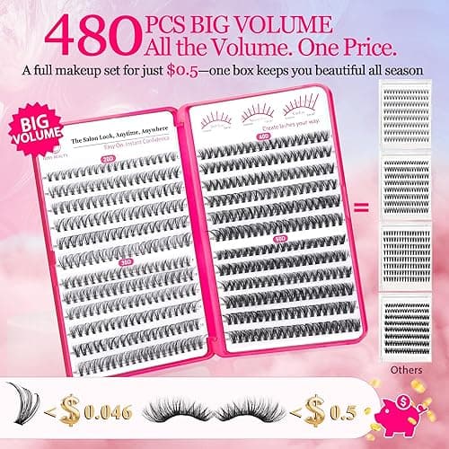 Waltz Lash Clusters Kit - Lash Clusters Lash Extension Kit with Bond and Seal Eyelash Cluster 20D30D40D50D-0.07D Cluster Eyelash Extensions Eyelash Extension Kit DIY at Home - Waltz thumbnail 3