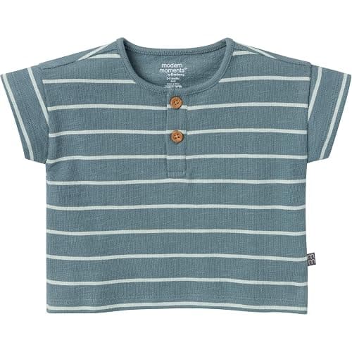 Modern Moments by Gerber Baby Boys' 2-piece Short-sleeve Henley Shirt and Short Set thumbnail 2
