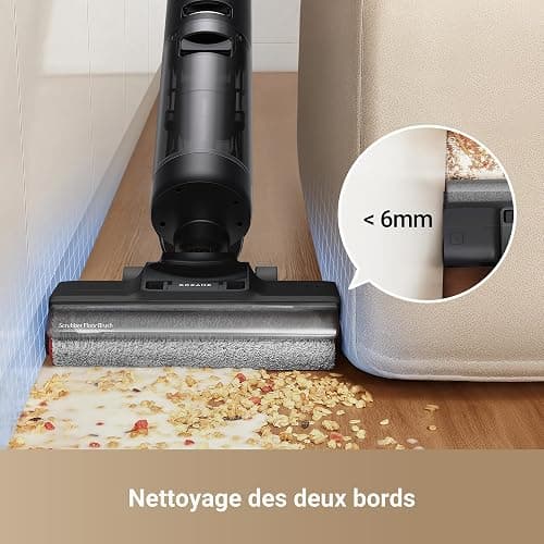 dreame H12 Pro Ultra Aspirateur Eau et poussière, Lavage 60 °C, Séchage 30 Min, Nettoyage Auto Double Rotation avec Racleur Résistant, Aspiration 16 000 Pa, Brosse 2 Bords, Détection Intelligents thumbnail 7