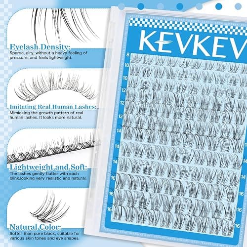Wispy Lash Clusters Kit Venus Invisible Thin Band Natural Eyelash Clusters 8-16mm Lash Extension Kit Mix Length Clear Band Natural Look Cluster Eyelash Extensions With Lash Bond DIY Lash At Home thumbnail 2