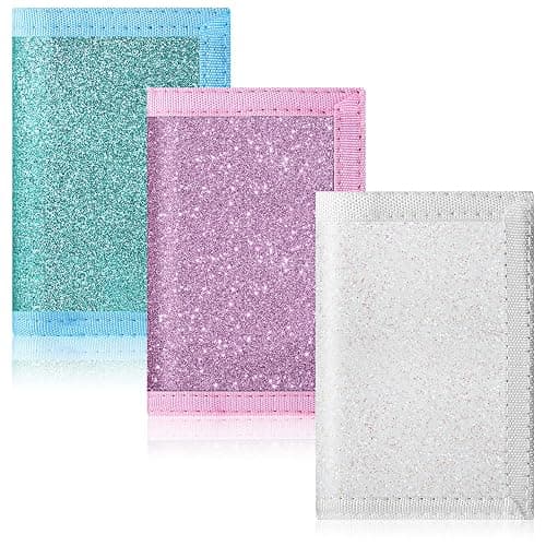 Weewooday 3 Pcs Kids Wallets, White, Blue, Light Purple, Glitter Style | Boys Girls Ages 6-18, Canvas Trifold Wallets with Sticker and Zipper Pocket for Kids and Teens, Christmas Birthday Gift thumbnail 4