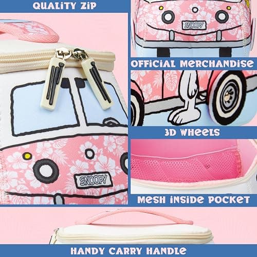 Get Trend Peanuts Snoopy Toiletry Bag Women Teens Travel Essentials Girls Makeup Bag Gifts for Her (Pink Snoopy) thumbnail 4