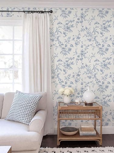 Ismoon Peel and Stick Wallpaper Floral Vintage Stick on Wall Paper Blue and White Contact Paper for Cabinet French Textured Removable Self Adhesive Wallpaper Vinyl for Bedroom Wall Deco 17.3 x 78.7in thumbnail 5
