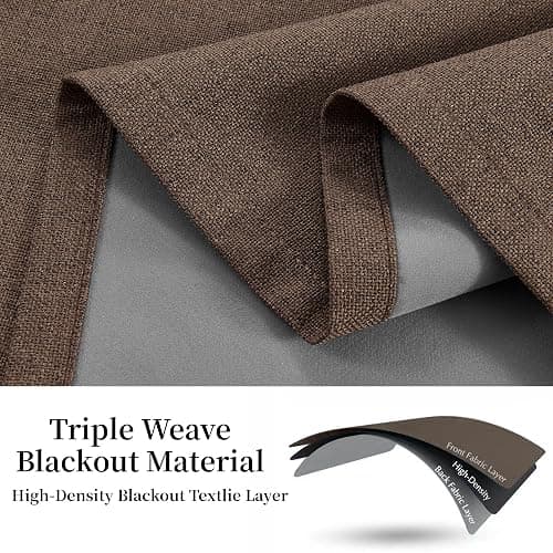 Cniuyhi Chocolate Brown Faux Linen Total Blackout Pleated Curtains 120 Inches Long 1 Panel 10ft Length Back Tab Drapes Heavy Thermal Insulated Patio Door Drapes for Living Room Pinch Pleat 40” x 120” thumbnail 3