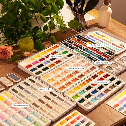 Fuumuui CREAMORA Watercolor Paint Set 24 Color Opaque Semi-Solid Timeless Tones | Professional Art Supplies with Strong Pigments & Coverage, for Artists Beginner Painters Amateur Hobbyists Painting thumbnail 7