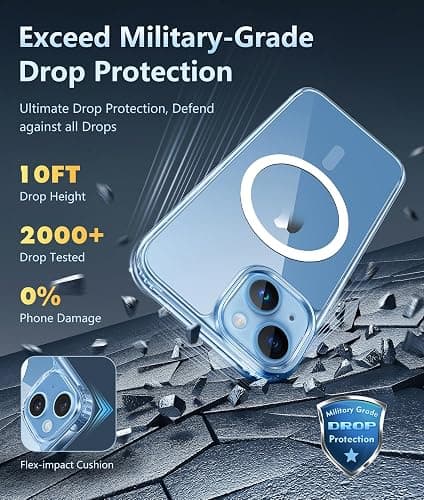 FNTCASE for iPhone 14 Plus Case: Clear Magnetic Phone Cases Compatible with Magsafe Slim Anti Yellowing Military Grade Drop Protection Rugged Protective Transparent Cell Phone Cover (A-Clear) thumbnail 4