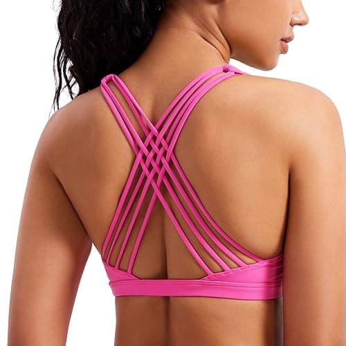 CRZ YOGA Naked Feeling Strappy Sports Bras for Women - Criss Cross Back Wireless Padded Cami Yoga Workout Top - Image 1