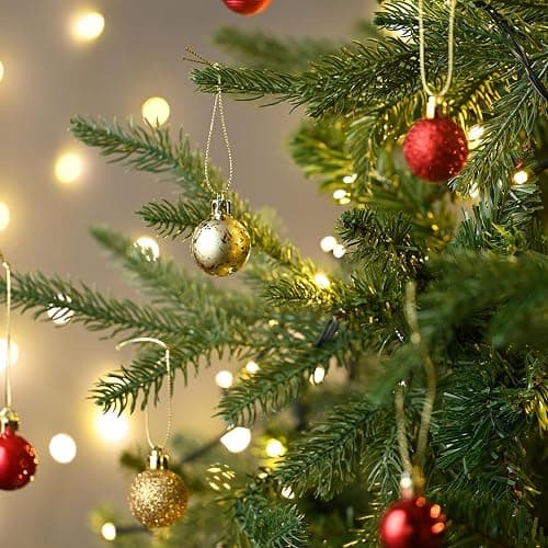 Valery Madelyn Weihnachtskugeln,49 stück Christbaumkugeln Weihnachtskugel mit Geschenkpaket, 3cm Weihnachtsbaumschmuck Christbaumschmuck mit Aufhänger,deko Weihnachten,Thema Rot Gold thumbnail 5