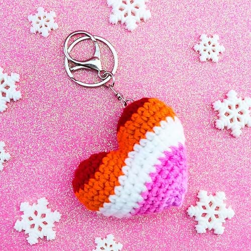Lesbian Stuff LGBTQ Gifts for Girlfriend Boyfriend Crochet Rainbow Keychain | Lesbian Gifts Gay Pride Accessories thumbnail 4