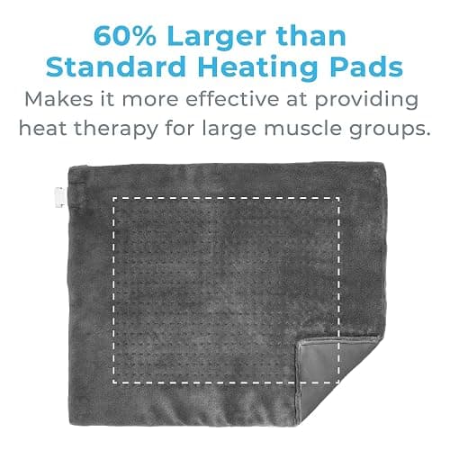 Pure Enrichment PureRelief Ultra-Wide Microplush Heating Pad - 20” x 24” XXL Size & 6 Heat Settings for Temporary Neck, Shoulder & Back Pain Relief - Moist Heat Option & Machine Washable (Gray) thumbnail 4