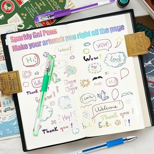 Aen Art Glitter Gel Pens for Adult Coloring Books, 36 Colors Gel Marker Set Colored Pen with 40% More Ink for Kids Drawing, Doodling, Crafts and Taking Note thumbnail 2