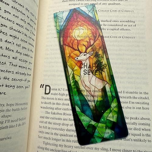 TwoDays Fantasy Stained Glass Art Transparent PVC Bookmarks, Dark Romance Merch for Readers, Romantasy Inspired Bookish Gifts for Book Lovers Booktok, Book Accessories (Set of 3, 6'' x 2'') thumbnail 7