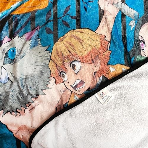 Demon Slayer Oversized Plush Throw Blanket | Cozy Sherpa Cover for Sofa, Bed | Super Soft Fleece Blanket | Official Anime Manga Collectible | 45 x 60 Inches thumbnail 4