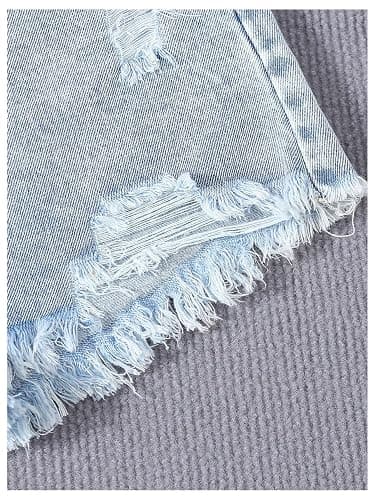 GORGLITTER Girl's Jean Shorts Cute Summer Trendy Fashion Ripped Denim Shorts High Waist Straight Leg Clothes Jorts thumbnail 4