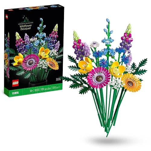 LEGO Icons Botanical Collection Le Bouquet de Roses, Fleurs Artificielles pour Décorer la Chambre & 10313 Icons Bouquet de Fleurs Sauvages, Plantes Artificielles avec Coquelicots et Lavande thumbnail 5