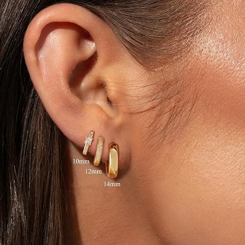 MOROTOLE Small Hoop Earrings for Women，Hypoallergenic 14k Gold Plated Hoop Earring Stacks Small Gold Huggie Earrings Fashion Jewelry for Women thumbnail 5