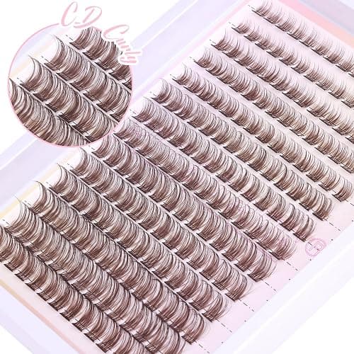 Brown Lash Clusters Wispy Natural Eyelash Clusters Eyelash Extensions 196pcs D-Curly DIY Individual Lashes Extensions thumbnail 5