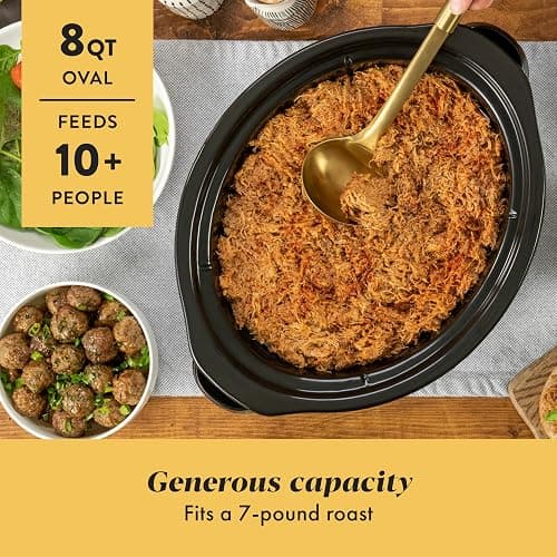 Crock-Pot Large 8-Quart Programmable Slow Cooker with Auto Warm Setting Black Stainless Steel thumbnail 3