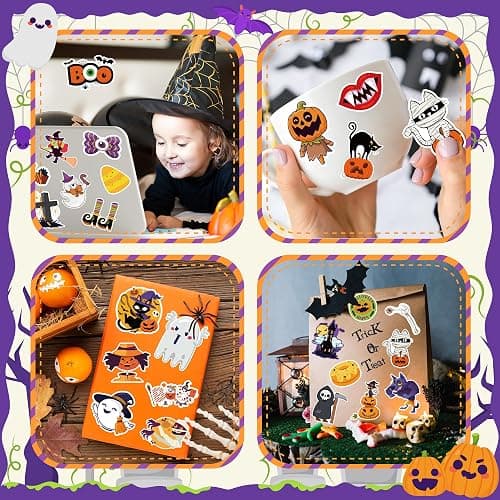 OHOME Halloween Stickers | 100 PCS Halloween Party Favors - Halloween Games Toys Gifts Party Supplies - Crafts Accessories Treats Bulk for Classroom thumbnail 5