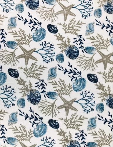 Coastal Ocean Beach Throw Blanket: Soft Plush Velvet Fleece Seashells Hues of Blue Grey on White Accent for Couch or Bed, Colored: Blue Gray Taupe White, 50" x 70" thumbnail 5