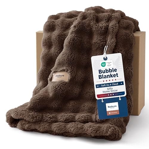 Bedsure Cloud Bubble Brown Throw Blanket for Couch, 50"×60" | Lightweight Decorative, Fleece, Couch/Sofa/Bed, Soft, Cute, Gifts for Women, Room Decor - Image 1