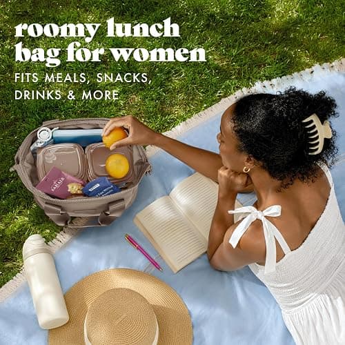 Fit & Fresh Remi Neoprene Lunch Bag for Women w/Ice Pack & Containers | Machine Washable Lunch Box For Women, Self Insulating Durable Neoprene, Large Capacity For Nurses, Teachers, School, Work thumbnail 9