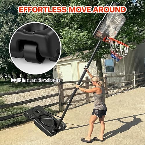 Yohood Basketball Hoop Outdoor 10ft Adjustable, Portable Basketball Hoop Goal System for Kids Youth and Adults in Backyard/Driveway/Indoor, 44 Inch Shatterproof Backboard and Larger Base thumbnail 6