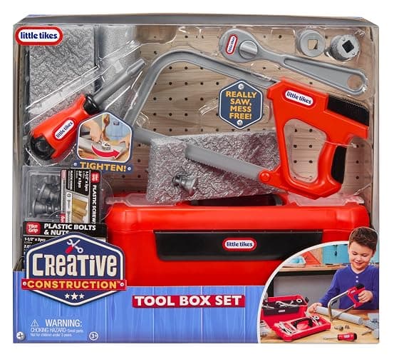 Little Tikes Creative Construction Tool Box Set with 9 Accessories, Pretend Play Construction Set, for Boys and Girls Ages 3+ Years thumbnail 5
