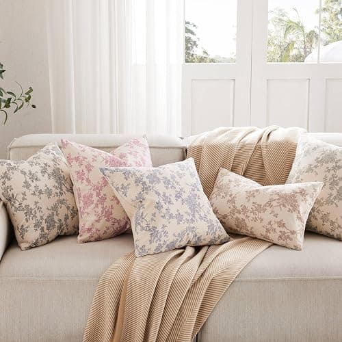 YZJZEDS 100% Cotton French Pastoral Throw Pillow Covers Set of 2, 18x18 Inch Green Farmhouse Decorative Cushion Covers for Sofa Bed Living Room Home Decor thumbnail 7