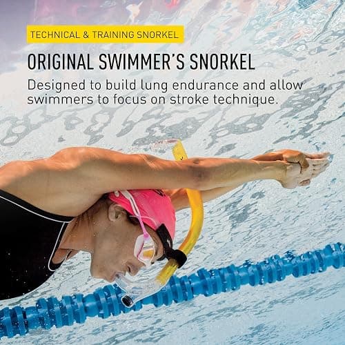 FINIS Original Center-Mount Swimmer's Snorkel - For Lap Swimming & Swim Training - Snorkel with Purge Valve - Yellow - Adult thumbnail 2