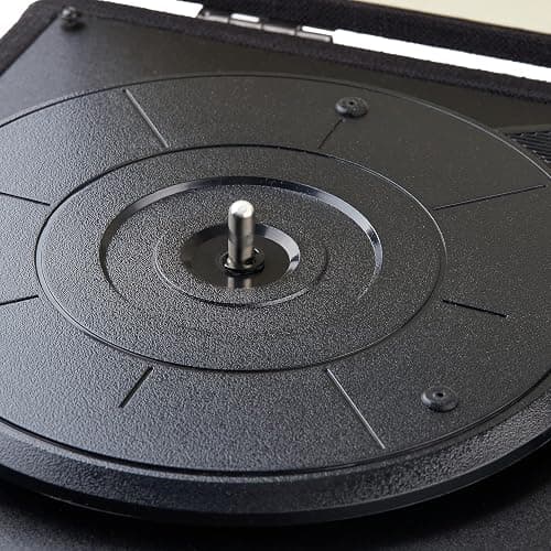 Amazon Basics Portable Suitcase Vinyl Turntable Record Player with Built-in Stereo Speakers, Belt Drive, 3-Speed, Bluetooth Playback, Black thumbnail 7