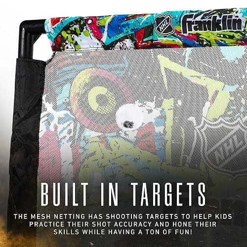 Franklin Sports NHL Kids Mini Hockey Set - Includes (1) Knee Hockey Goal, (2) Mini Sticks + (2) Foam Balls - Indoor Toy Youth Goal + Sticks Set - Graffiti thumbnail 4