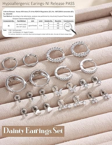 Florideco Hypoallergenic Flat Back Earrings for Women Trendy Surgical Steel Earrings for Sensitive Ears 14K Gold Plated Cartilage Earring Stacks FlatBack Stud Earring Set for Multiple Piercing thumbnail 3