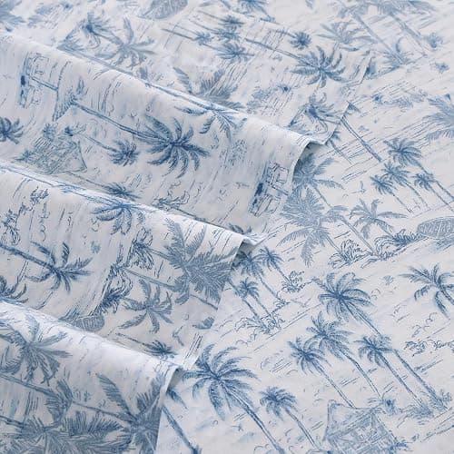 Tommy Bahama - Queen Sheets, Super Soft Cotton Percale Bedding Set with Matching Pillowcases, Crisp & Cool, Coastal Room Essentials (Surfside Blue, Queen) thumbnail 3
