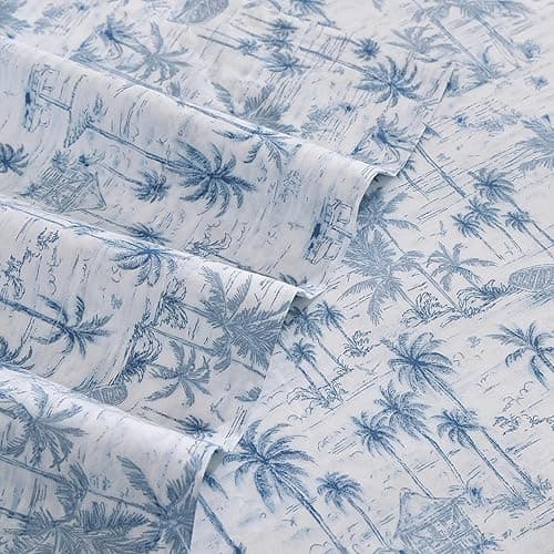 Tommy Bahama - Queen Sheets, Super Soft Cotton Percale Bedding Set with Matching Pillowcases, Crisp & Cool, Coastal Room Essentials (Surfside Blue, Queen) thumbnail 4