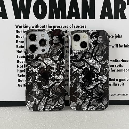 SmoBea for iPhone 14 Case Lace Phone Case Phone Case Soft TPU Slim Shockproof Phone Cover for Women Girls Beautiful and Stylish,Black thumbnail 6