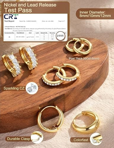 Tungary Chunky Hoop Earrings for Women Hypoallergenic Huggie Earring Stacks | Danity Small Hoop Earrings, Cartilage Earring Hoops for Sensitive Ears, Gift for Her, Stainless Steel/Sterling Silver Post thumbnail 7