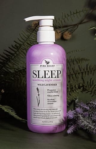 Pure Relief Lavender Sleep Body Lotion Shea Butter + Coconut Oil Body Cream Skin Care Moisturizer To Promote Better Rest W/Natural Soothing Herbal Extracts, Aromatherapy Night Cream, Large 16 Oz thumbnail 5