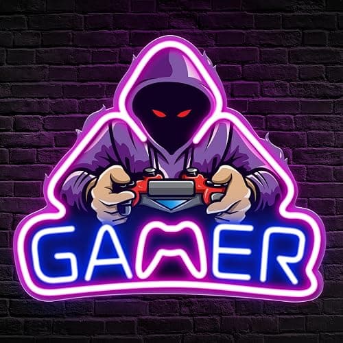 Kavaas Gamer Neon Sign, UV Printed Gaming Neon Sign for Gamer Room Decor - LED Video Game Neon Lights for Bedroom Boys, Gaming Wall decor - Best Gamer Gifts for Teenage Boys, Christmas - Image 1