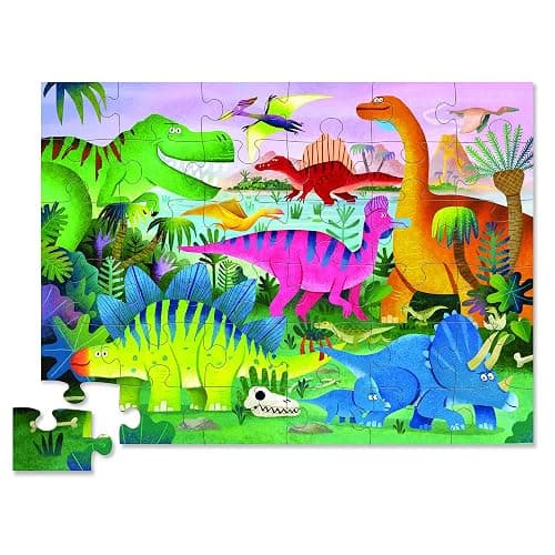 Crocodile Creek 36-Piece Jigsaw Floor Puzzle - Fun Floor Puzzles for Kids Ages 3-5 - Heavy-Duty Shaped Box for Storage - Dino Land - 27" W x 20" H Finished thumbnail 4