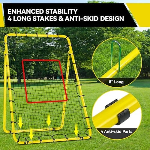 Volleyball Rebounder Net 7x4ft with 5 Adjustable Angles, Anti-UV Volleyball Bounce Back Net Training Equipment with 4 Stakes, Durable & Stable Baseball Pitch Back Rebounder, Easy Storage thumbnail 6