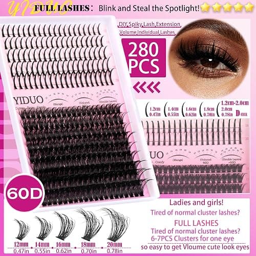 YIDUO Lashes Clusters Kit with Spikes Bottom Extensions False Eyelashes 816Pcs Bulk Packs with 2X Bond&Seal Volume D Curl Wispy Individual Fake Eyelash Wholesale Large Pack for Beginners Gift Choice thumbnail 6