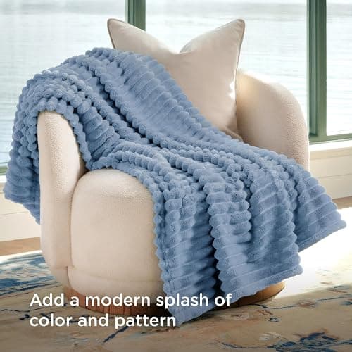Bedsure GentleSoft Throw Blanket for Couch - Cozy Soft Blankets for Women, Cute Small Throws for Girls, Ashley Blue, 50x70 Inches thumbnail 4